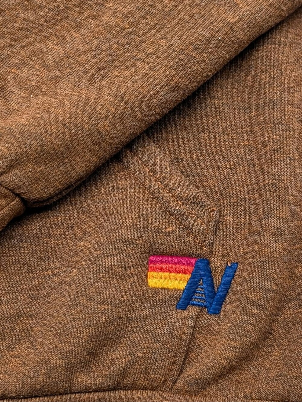 Aviator Nation Wave 4 Stripe Pullover Hoodie Relaxed Espresso Small - Picture 5 of 6